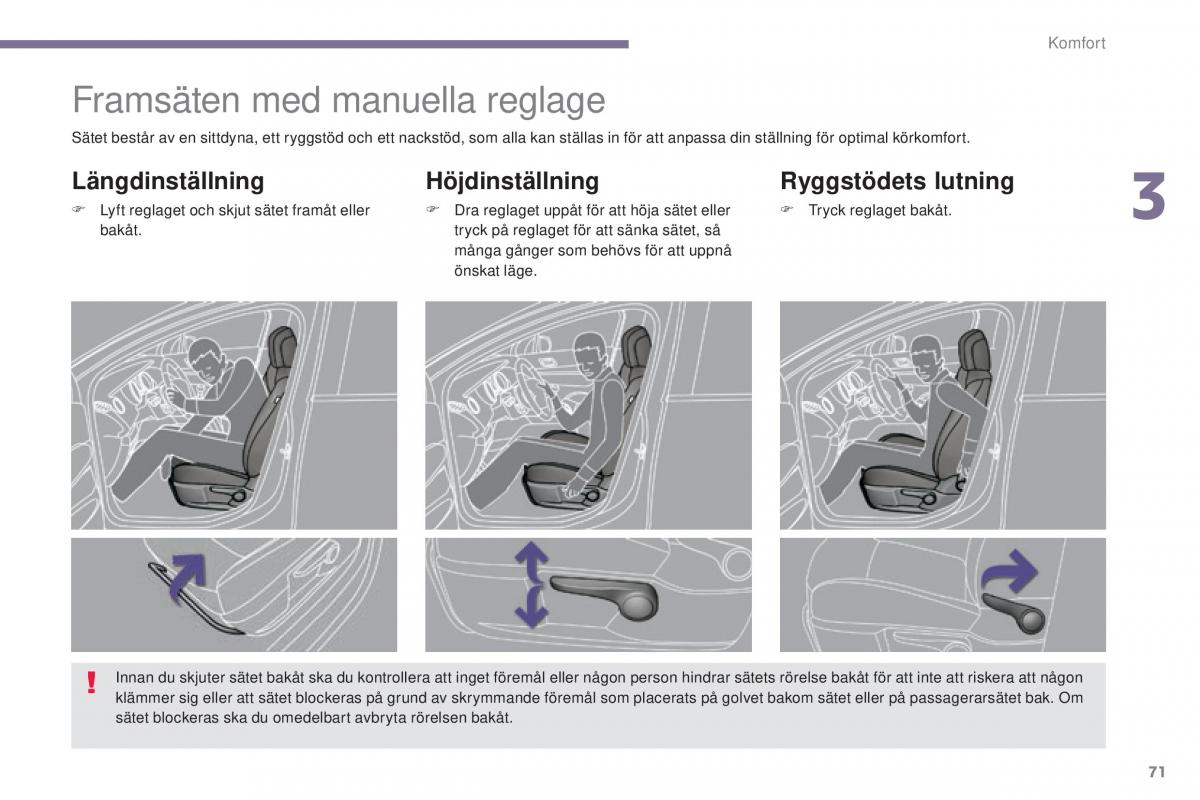 Peugeot 5008 instruktionsbok / page 73