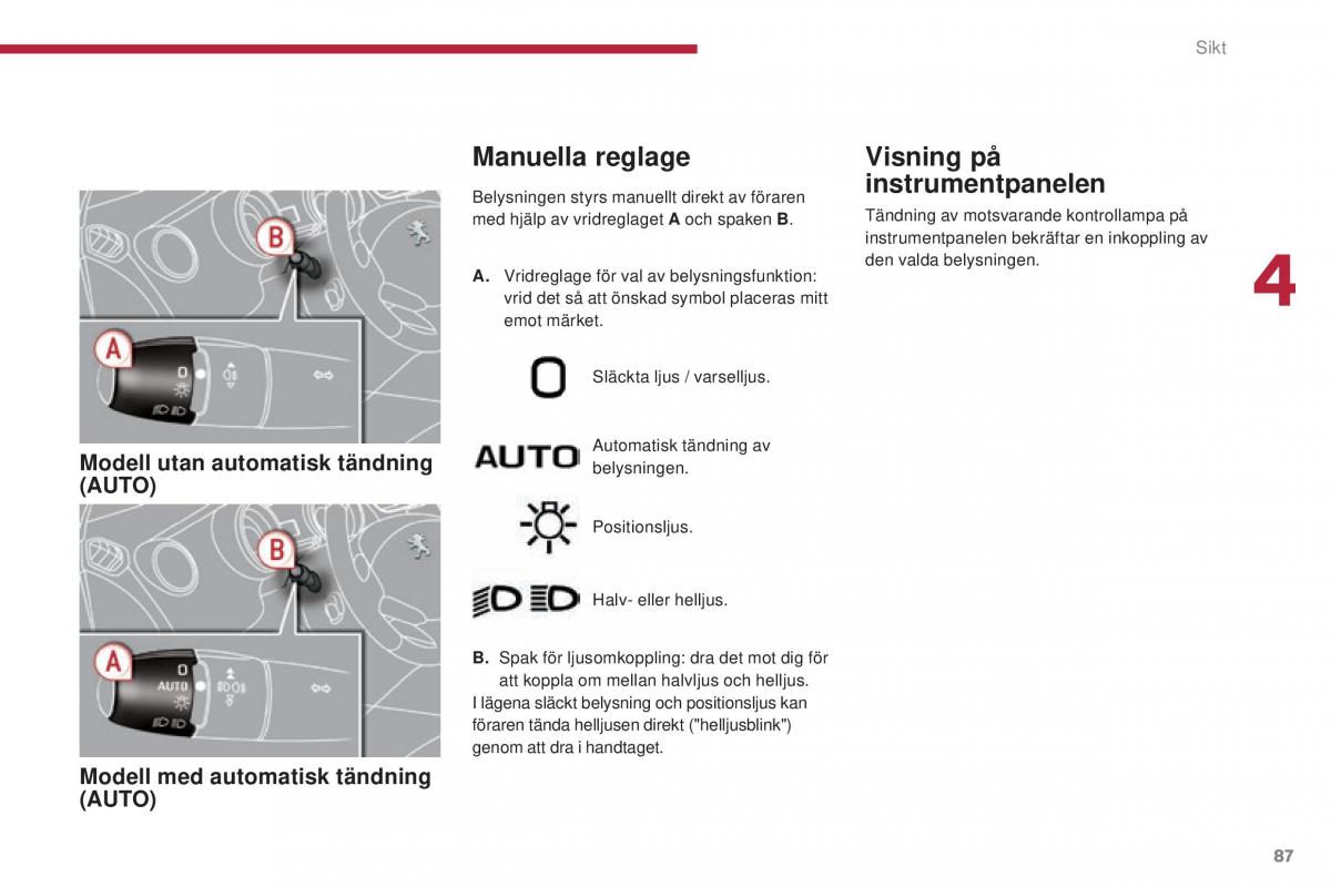 Peugeot 5008 instruktionsbok / page 89