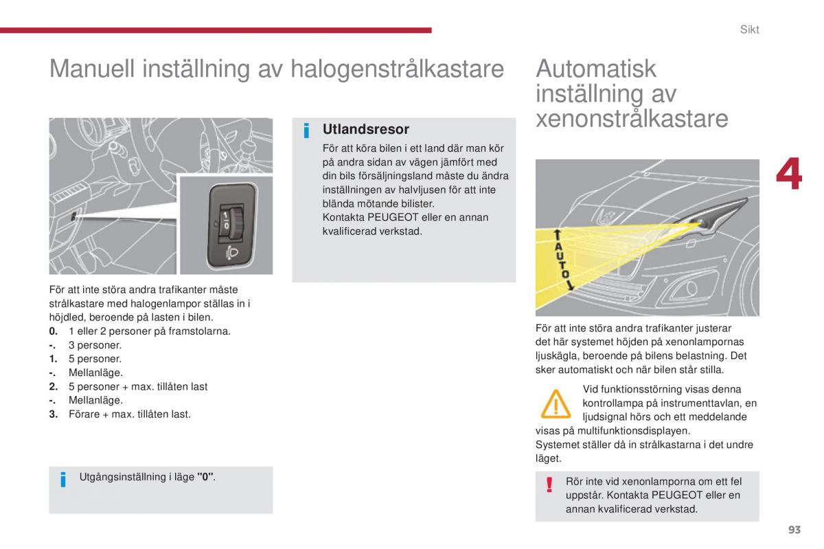 Peugeot 5008 instruktionsbok / page 95