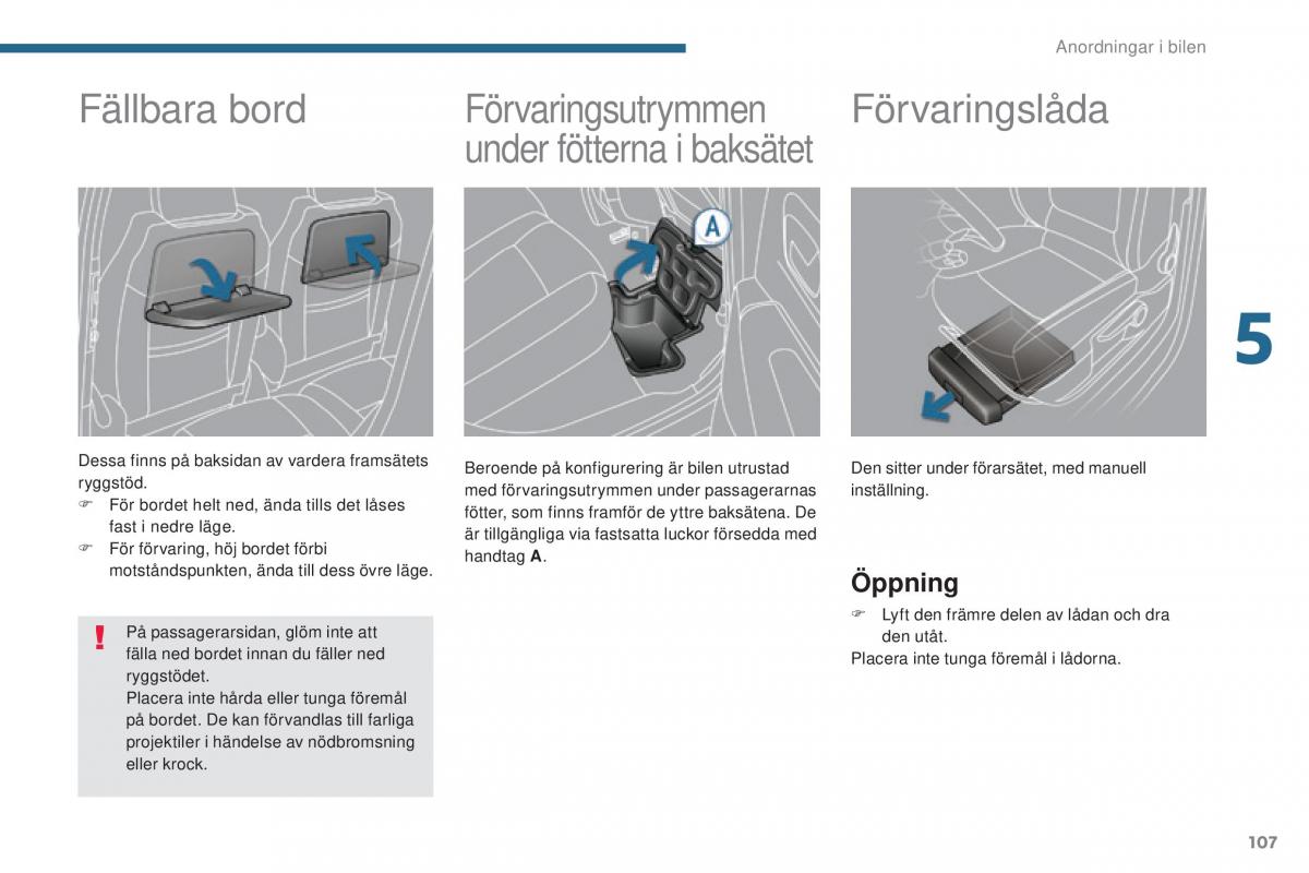 Peugeot 5008 instruktionsbok / page 109