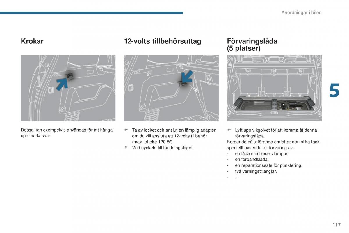 Peugeot 5008 instruktionsbok / page 119