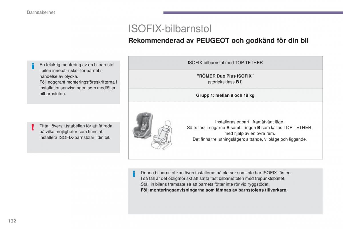 Peugeot 5008 instruktionsbok / page 134