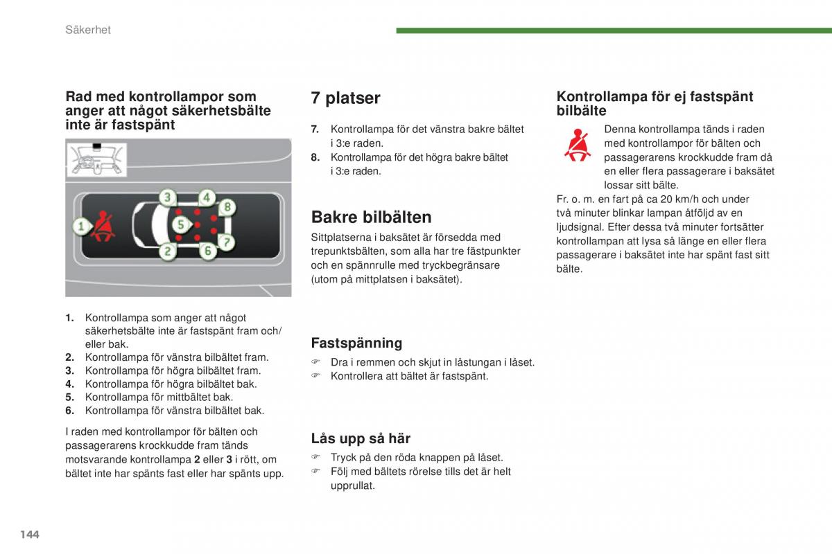 Peugeot 5008 instruktionsbok / page 146