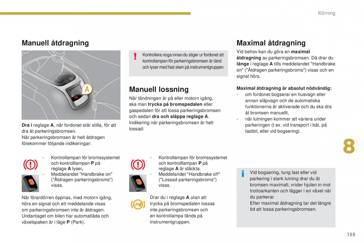 Peugeot 5008 instruktionsbok / page 157