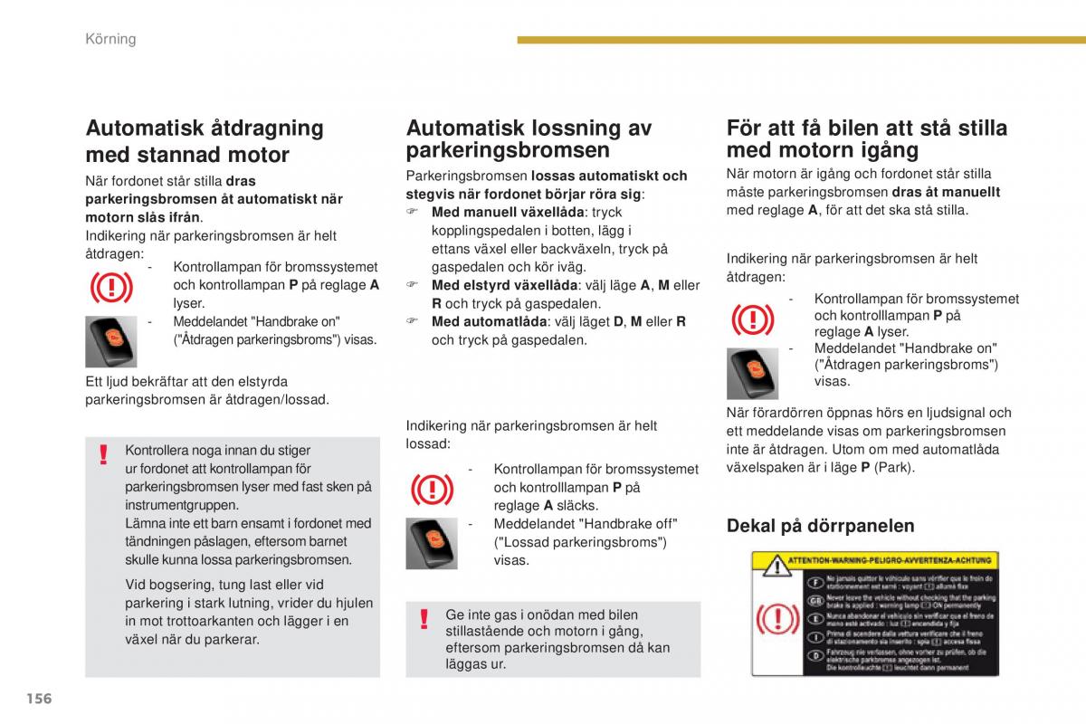 Peugeot 5008 instruktionsbok / page 158