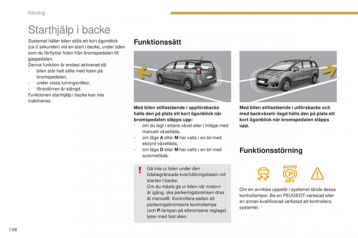 Peugeot 5008 instruktionsbok / page 160