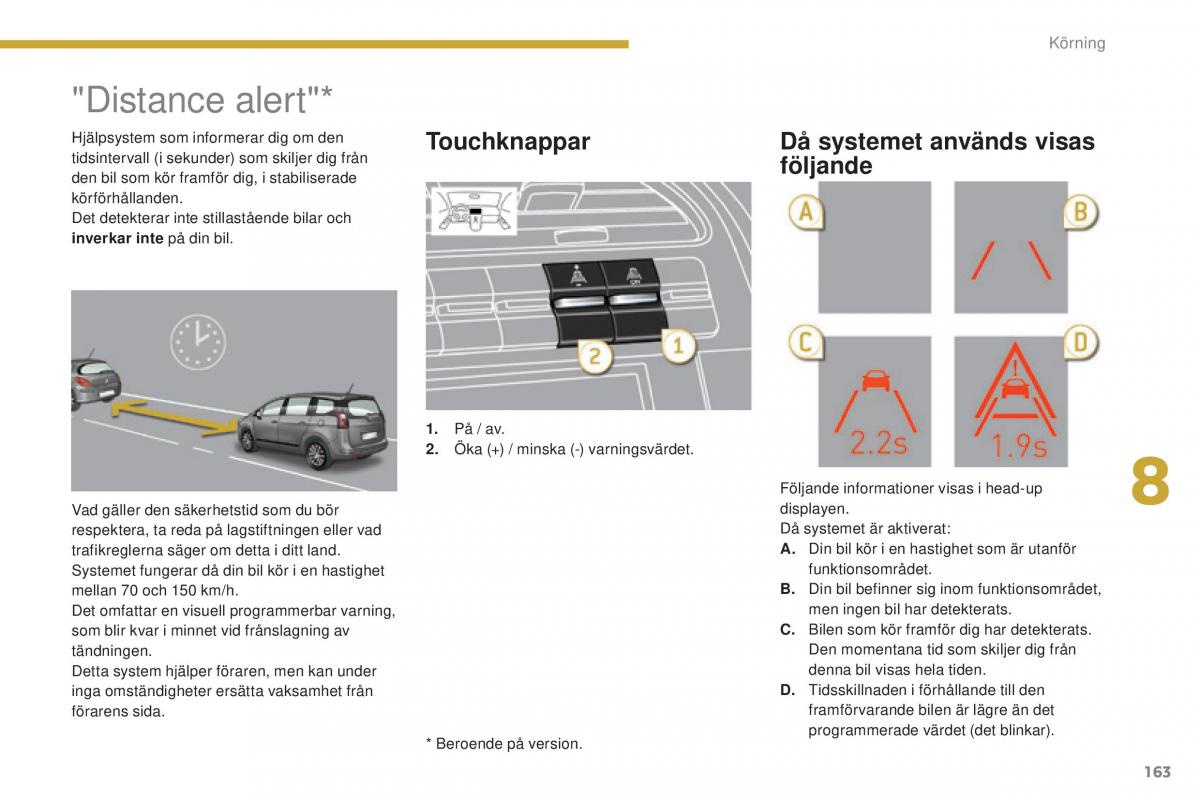 Peugeot 5008 instruktionsbok / page 165