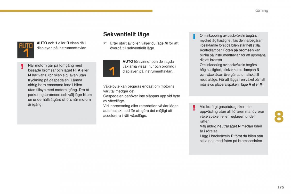 Peugeot 5008 instruktionsbok / page 177