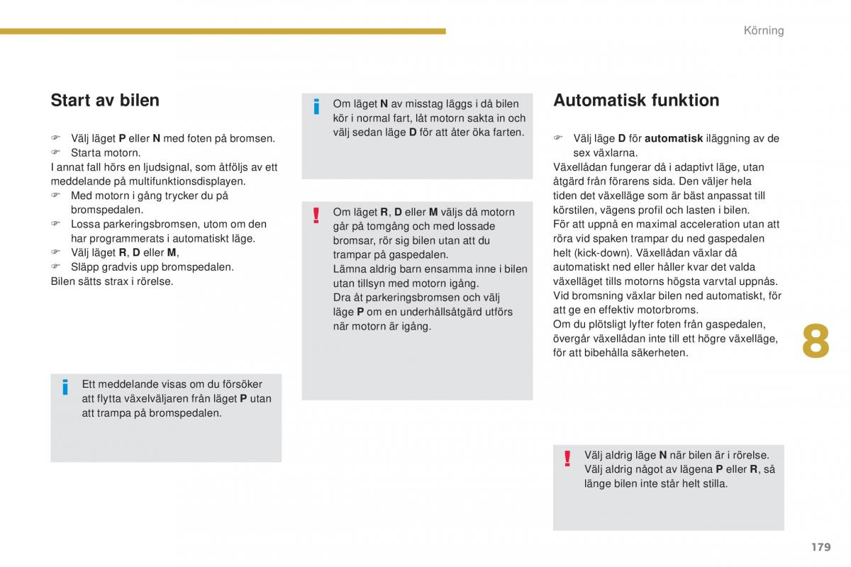 Peugeot 5008 instruktionsbok / page 181