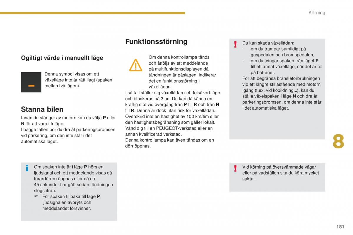 Peugeot 5008 instruktionsbok / page 183