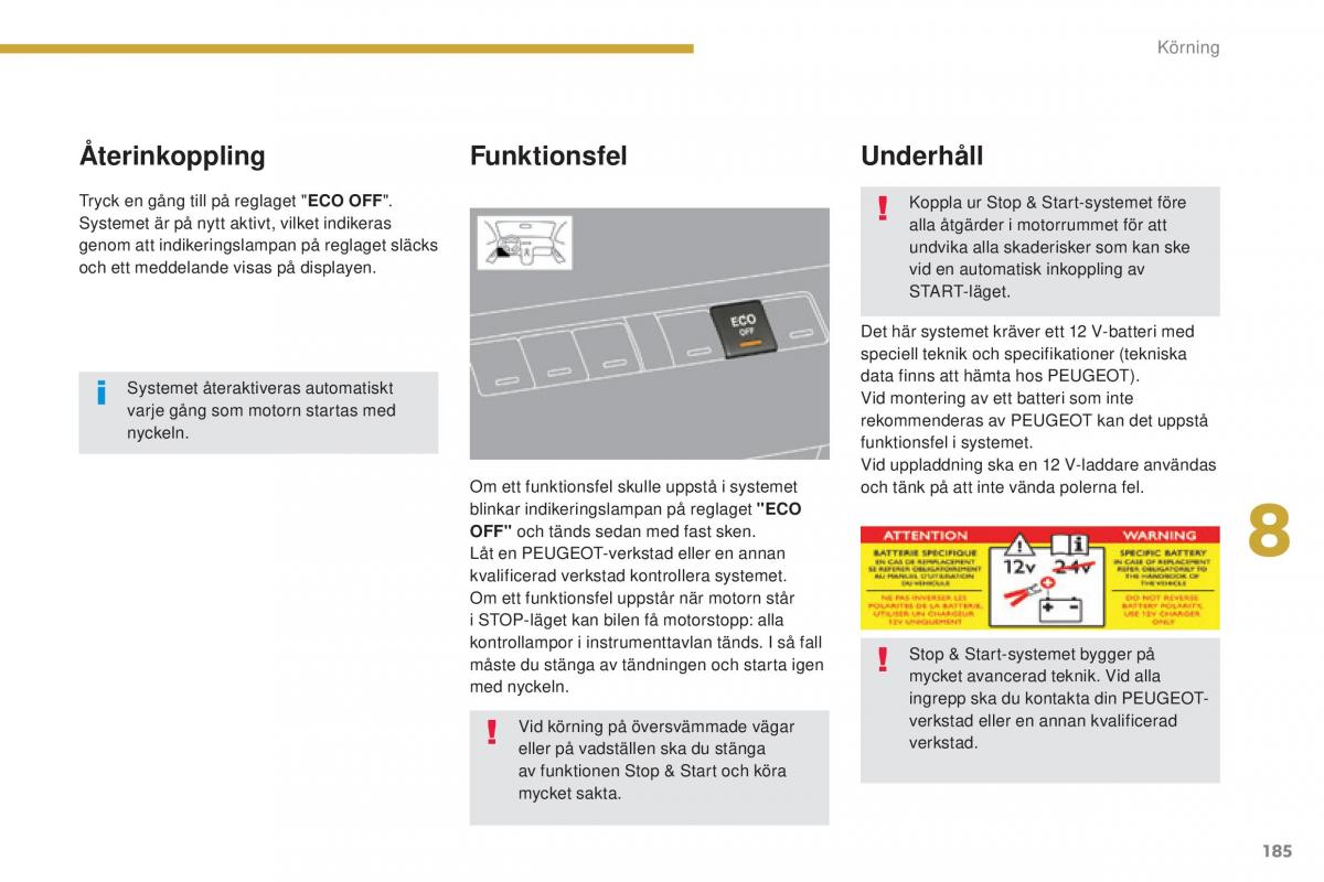 Peugeot 5008 instruktionsbok / page 187