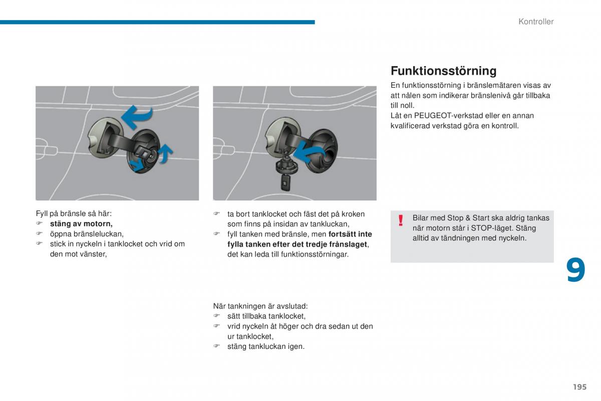 Peugeot 5008 instruktionsbok / page 197