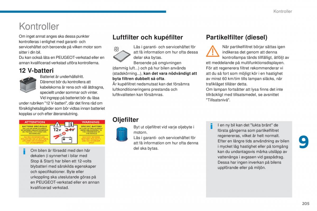 Peugeot 5008 instruktionsbok / page 207