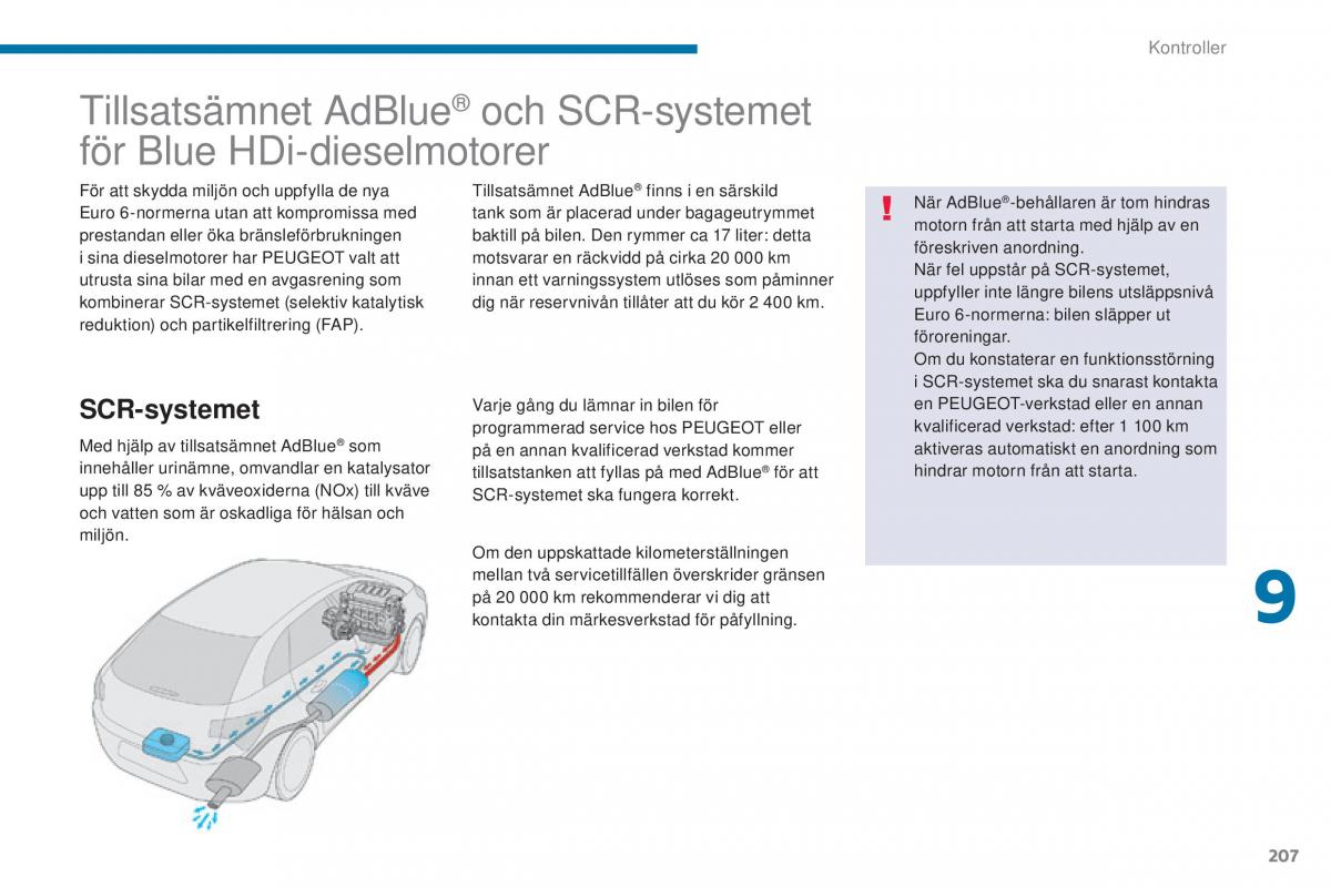 Peugeot 5008 instruktionsbok / page 209