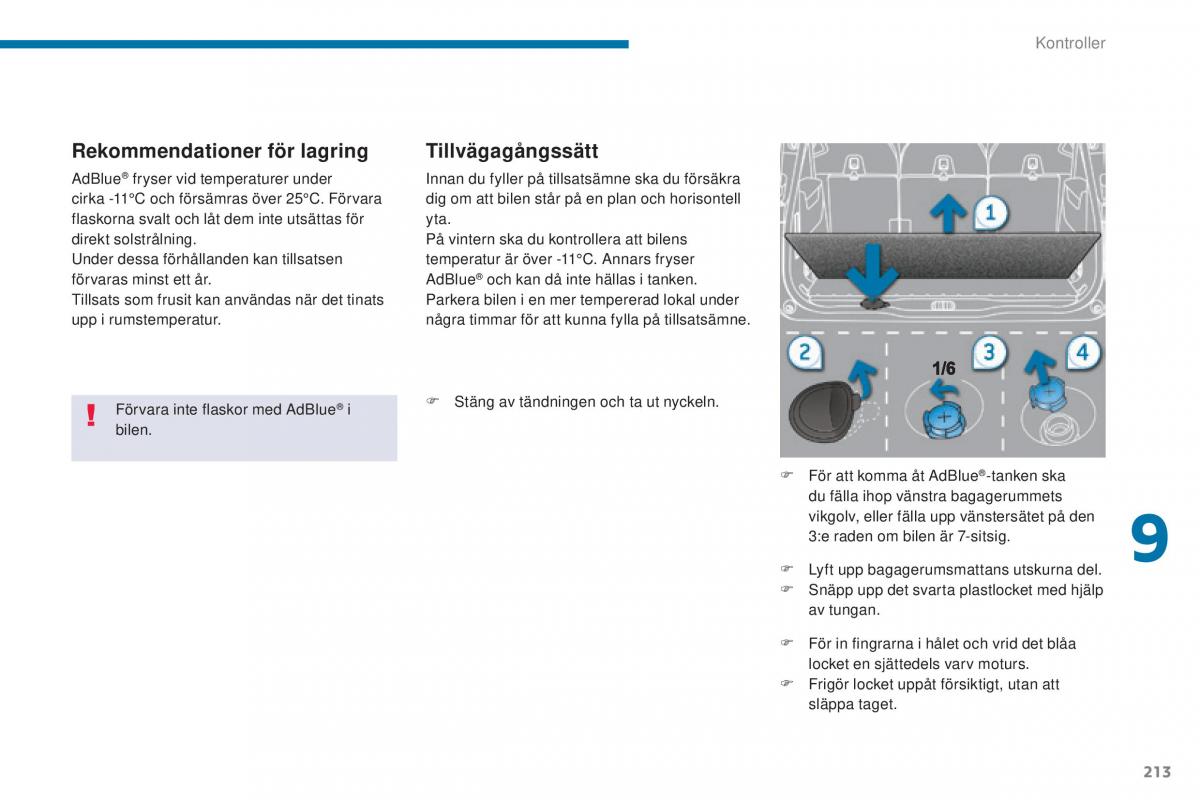 Peugeot 5008 instruktionsbok / page 215