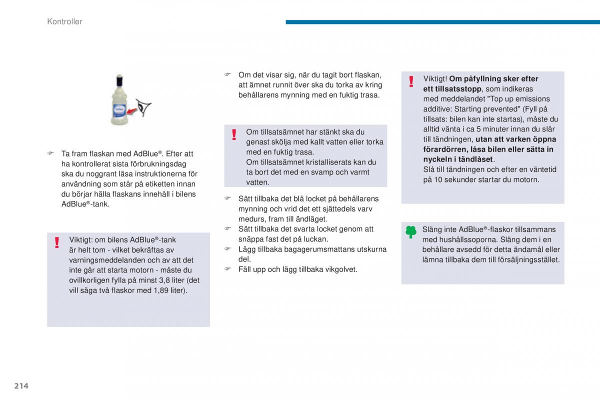 Peugeot 5008 instruktionsbok / page 216