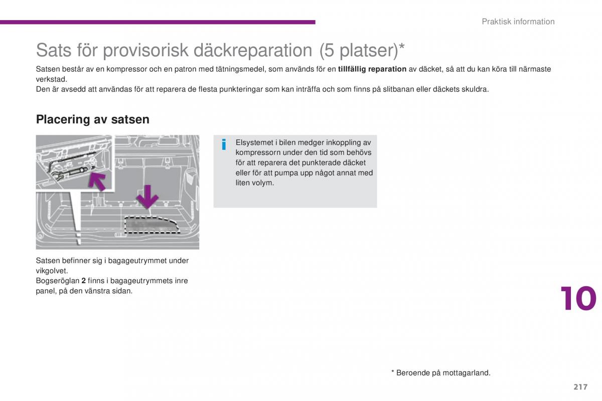 Peugeot 5008 instruktionsbok / page 219