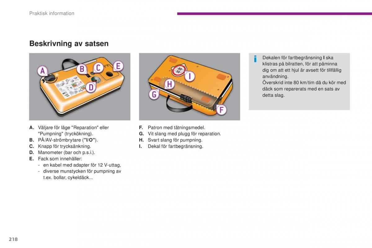 Peugeot 5008 instruktionsbok / page 220