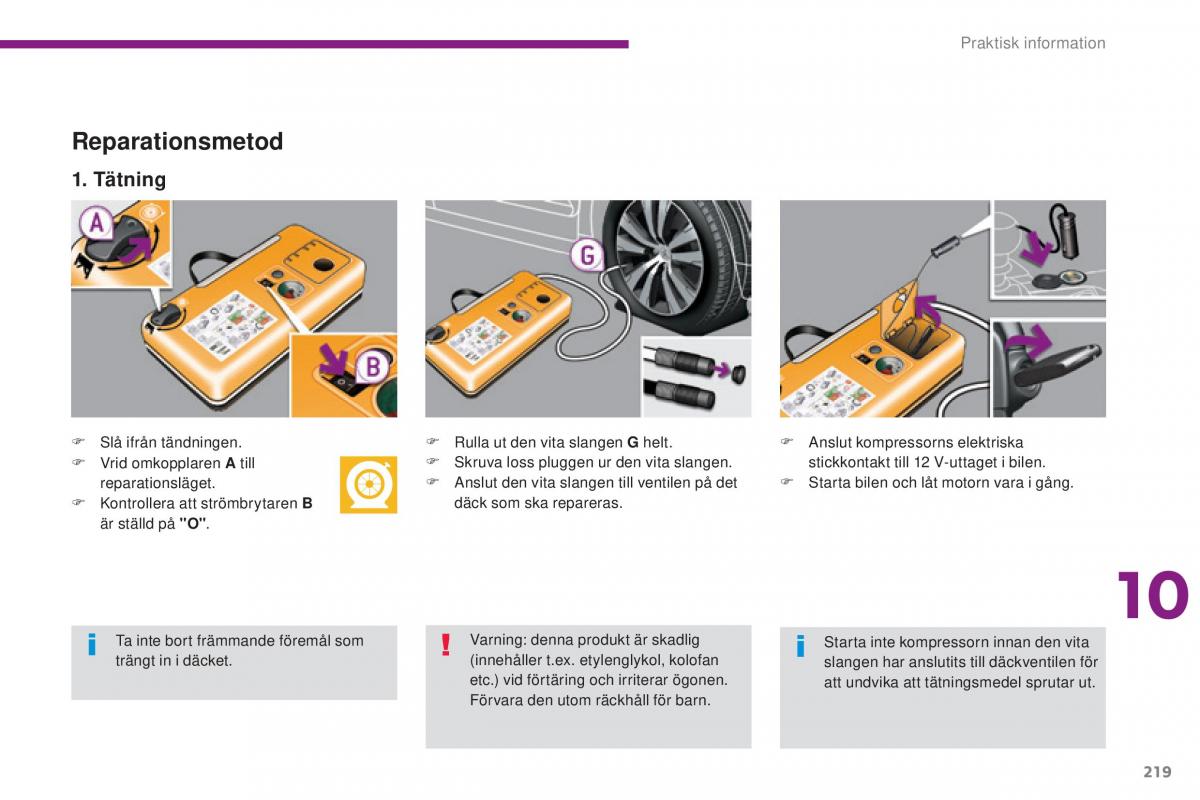 Peugeot 5008 instruktionsbok / page 221