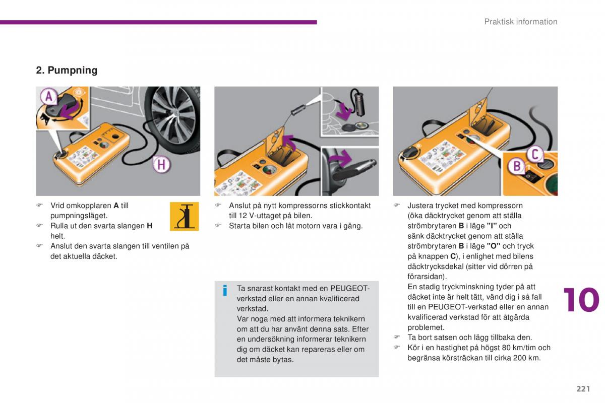 Peugeot 5008 instruktionsbok / page 223