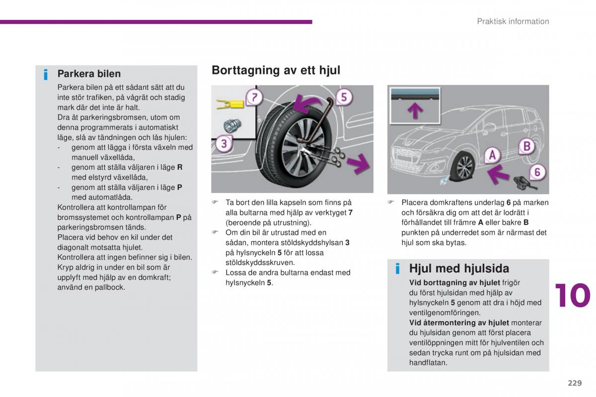 Peugeot 5008 instruktionsbok / page 231