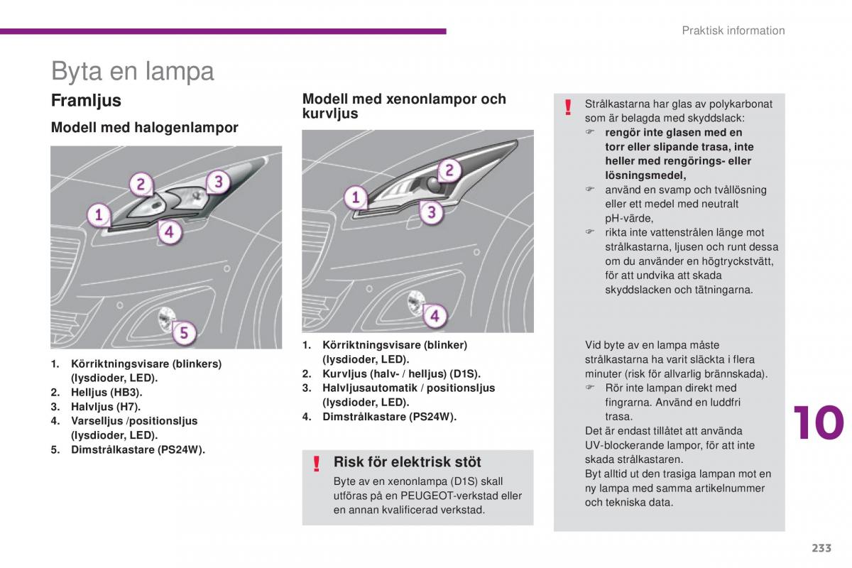 Peugeot 5008 instruktionsbok / page 235