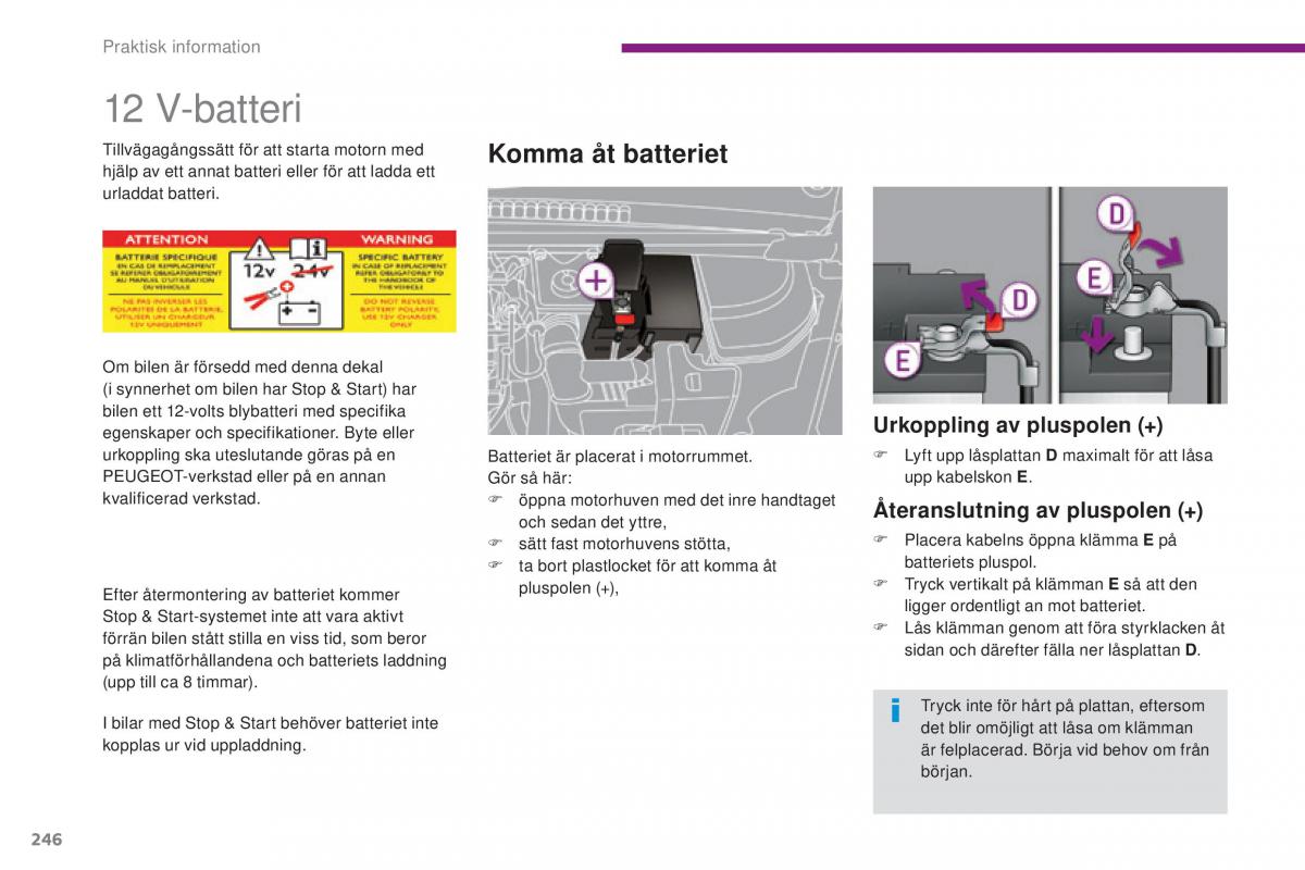 Peugeot 5008 instruktionsbok / page 248