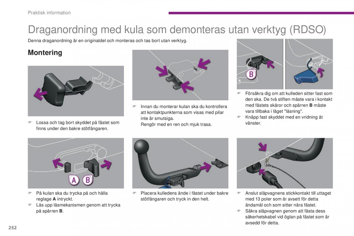 Peugeot 5008 instruktionsbok / page 254