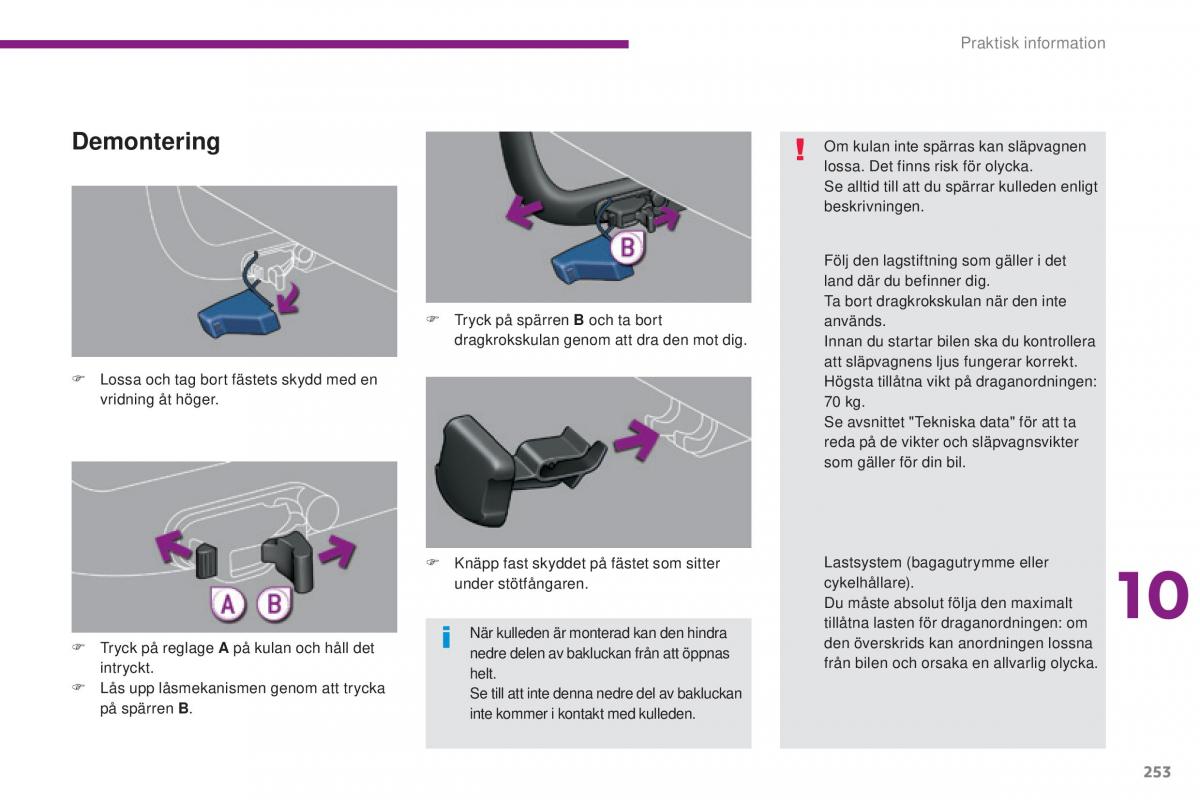 Peugeot 5008 instruktionsbok / page 255