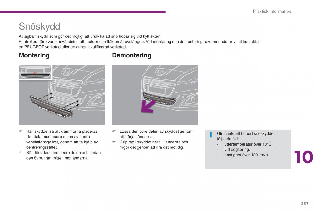 Peugeot 5008 instruktionsbok / page 259