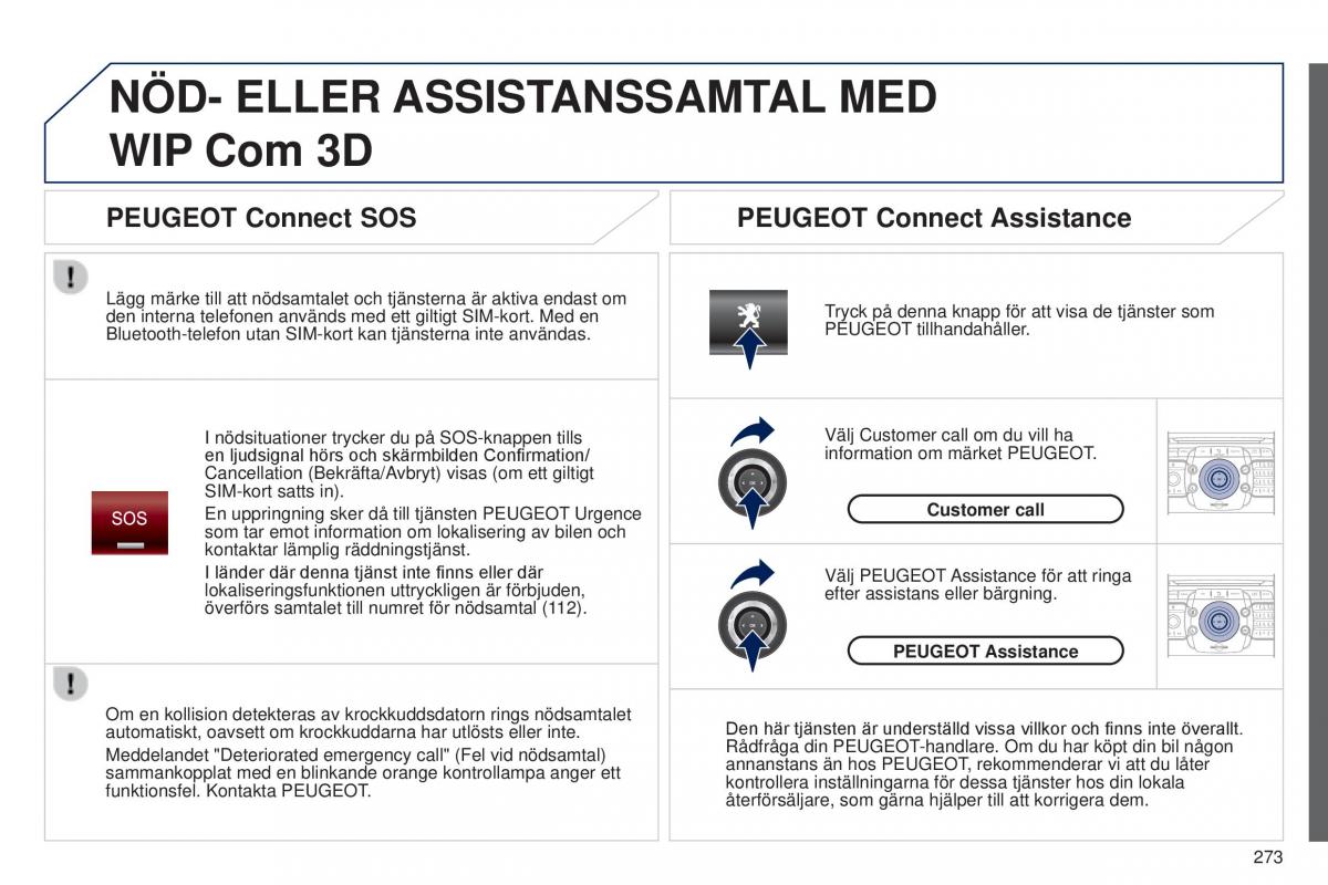 Peugeot 5008 instruktionsbok / page 275