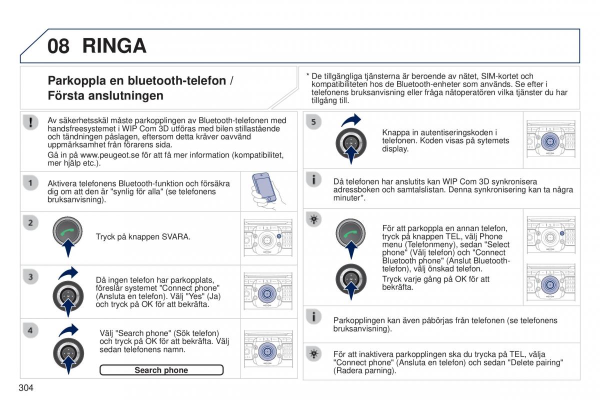 Peugeot 5008 instruktionsbok / page 306