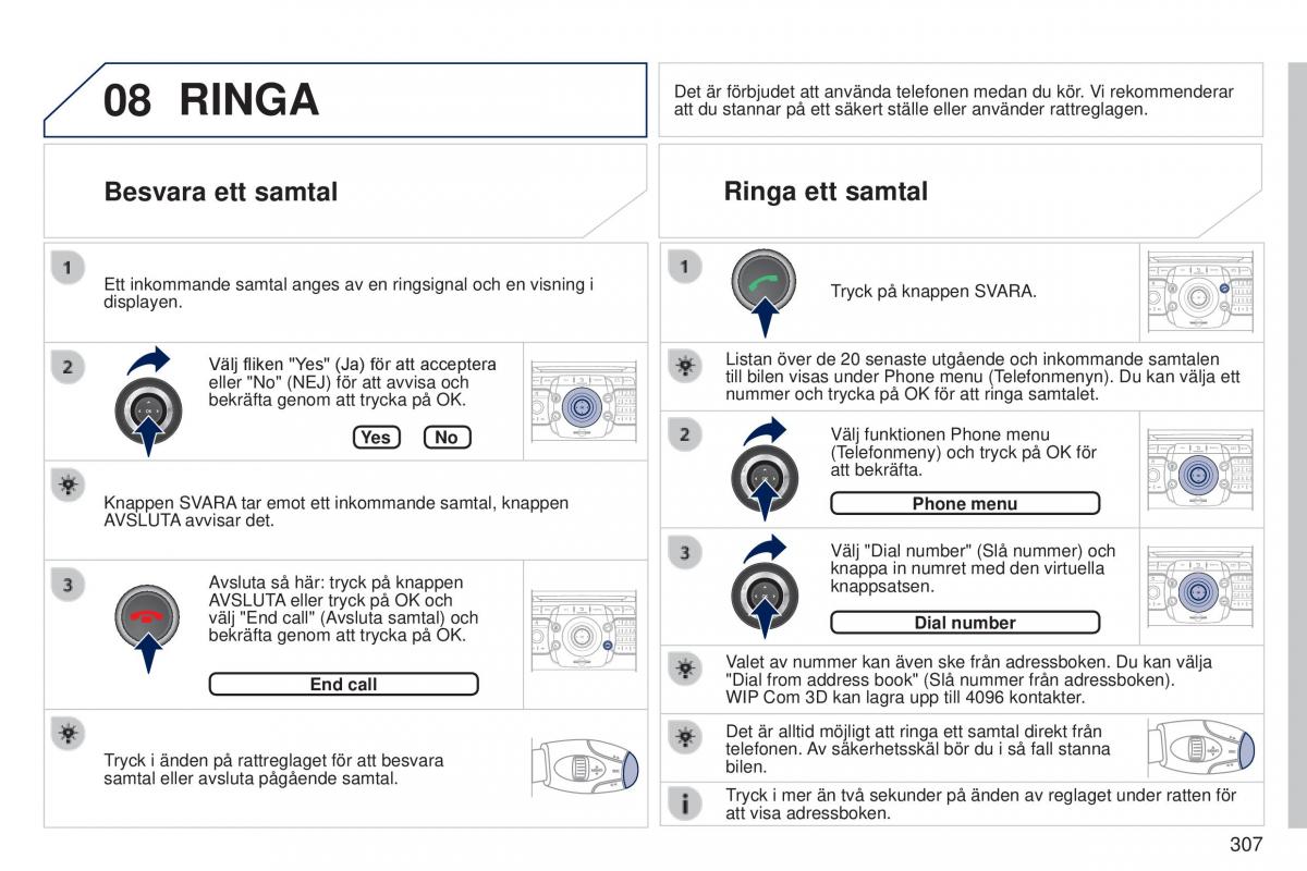 Peugeot 5008 instruktionsbok / page 309