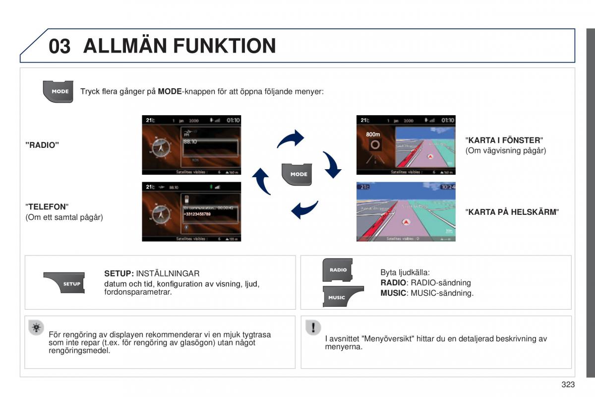 Peugeot 5008 instruktionsbok / page 325