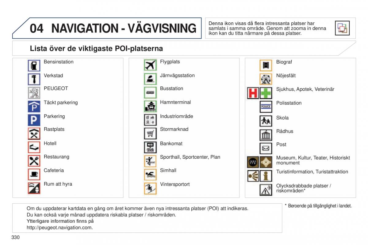 Peugeot 5008 instruktionsbok / page 332