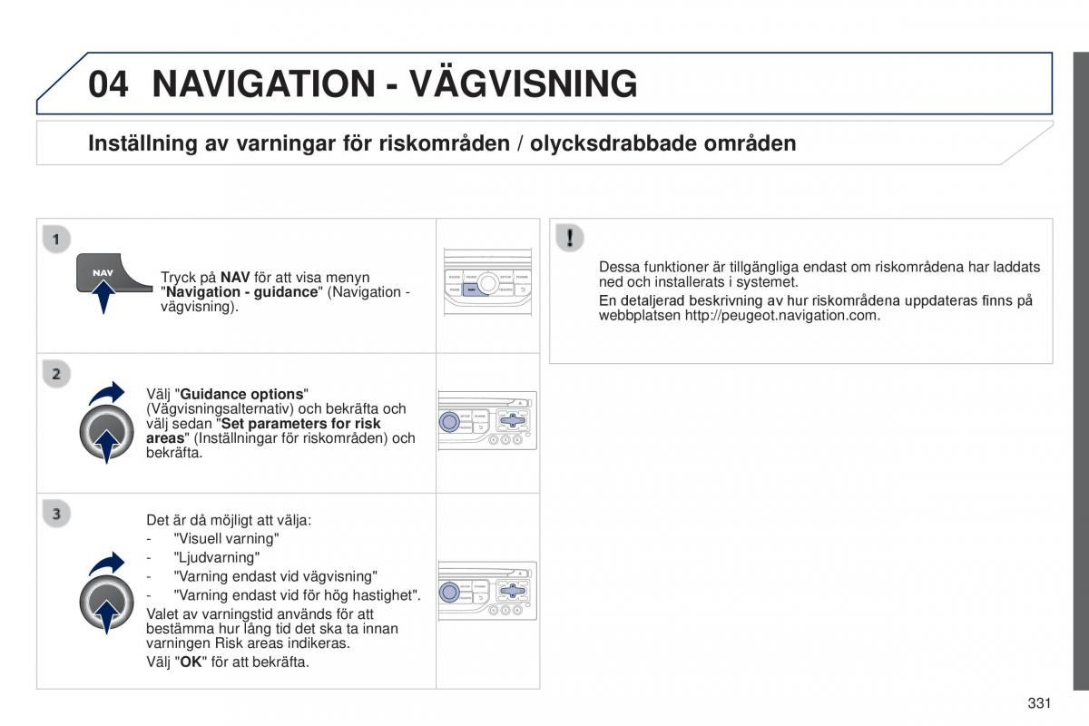 Peugeot 5008 instruktionsbok / page 333