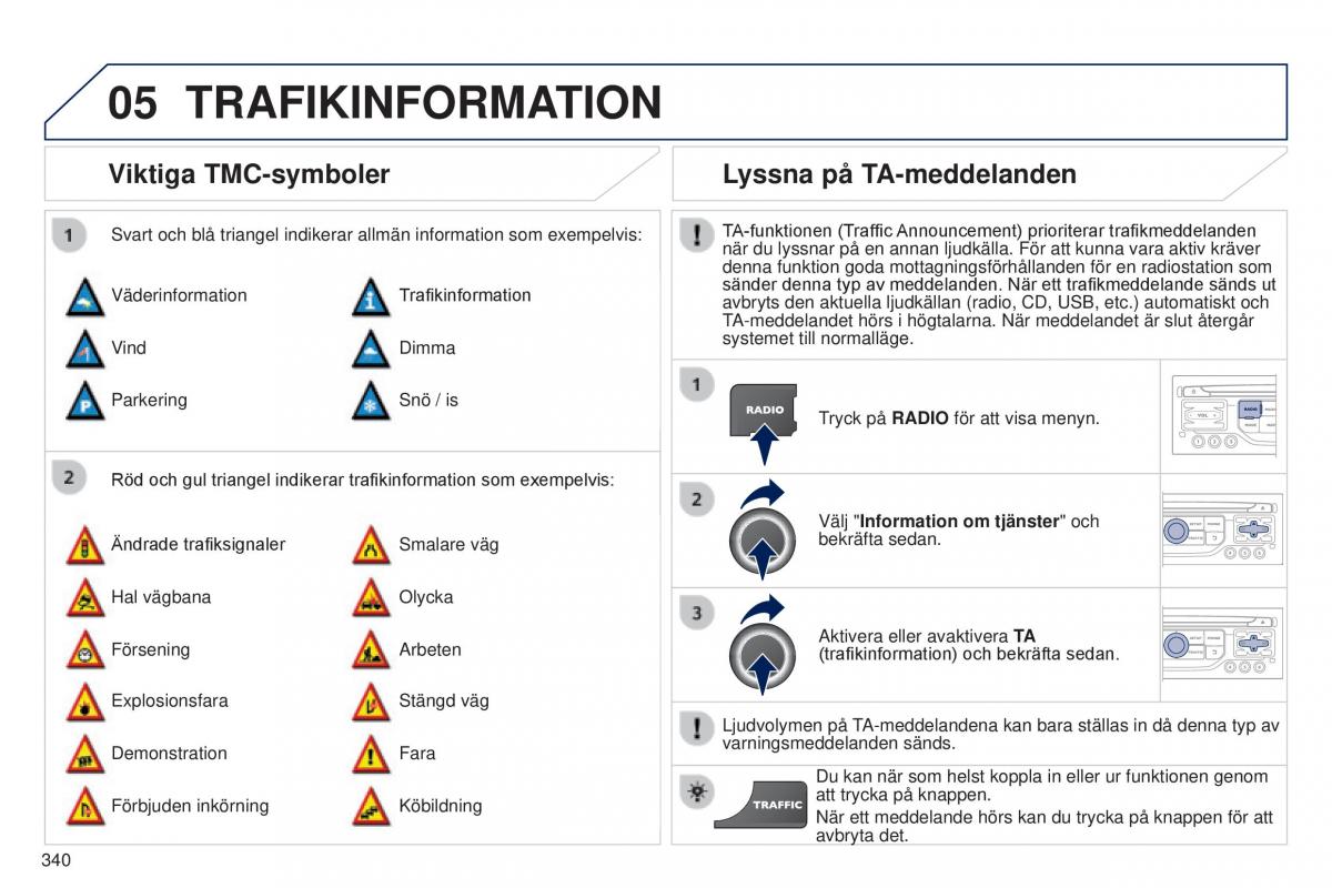 Peugeot 5008 instruktionsbok / page 342