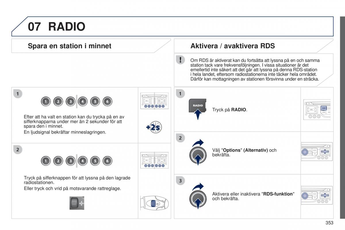 Peugeot 5008 instruktionsbok / page 355