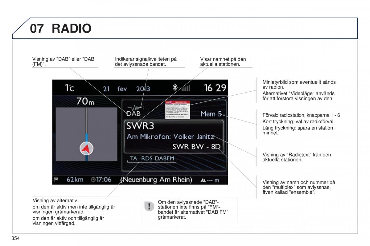 Peugeot 5008 instruktionsbok / page 356