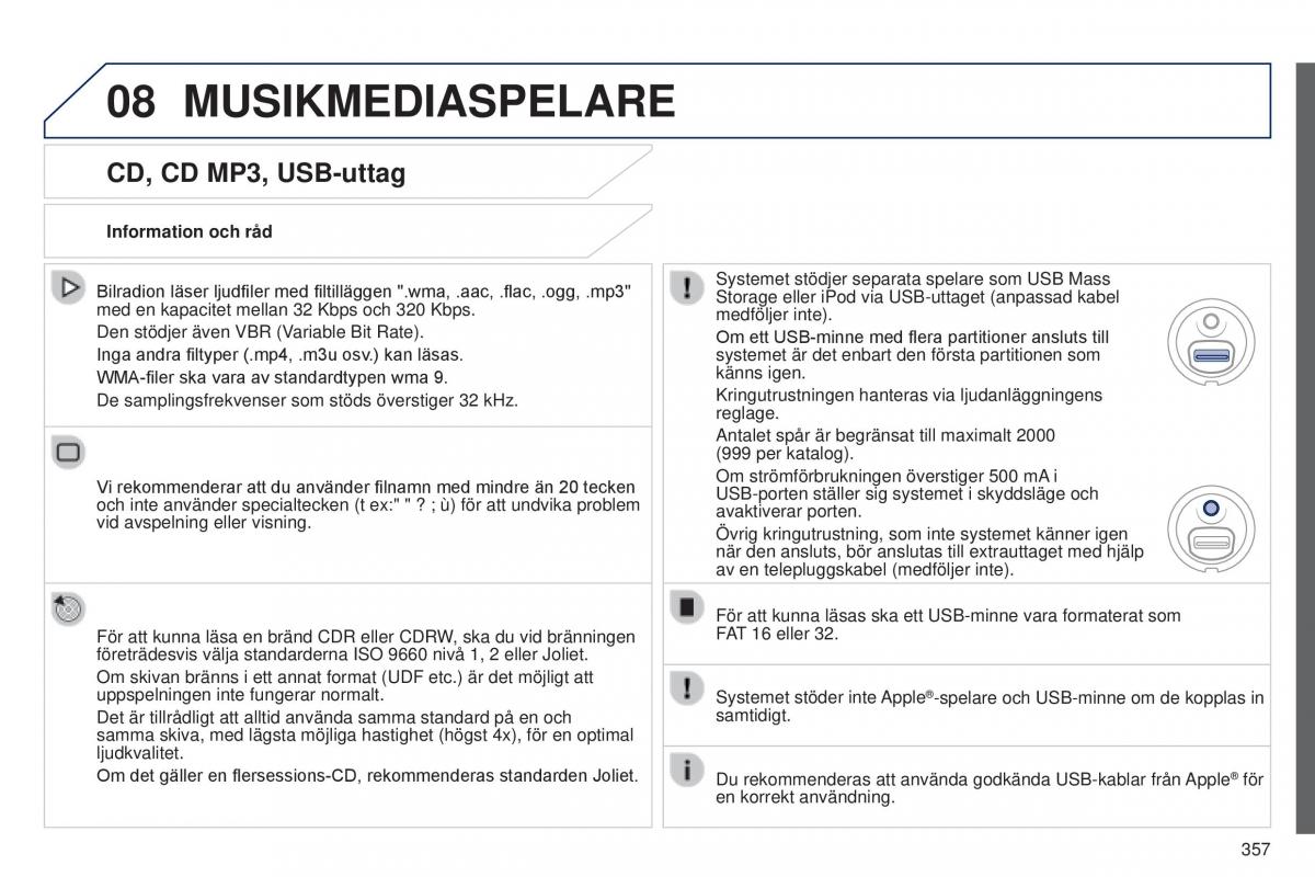 Peugeot 5008 instruktionsbok / page 359