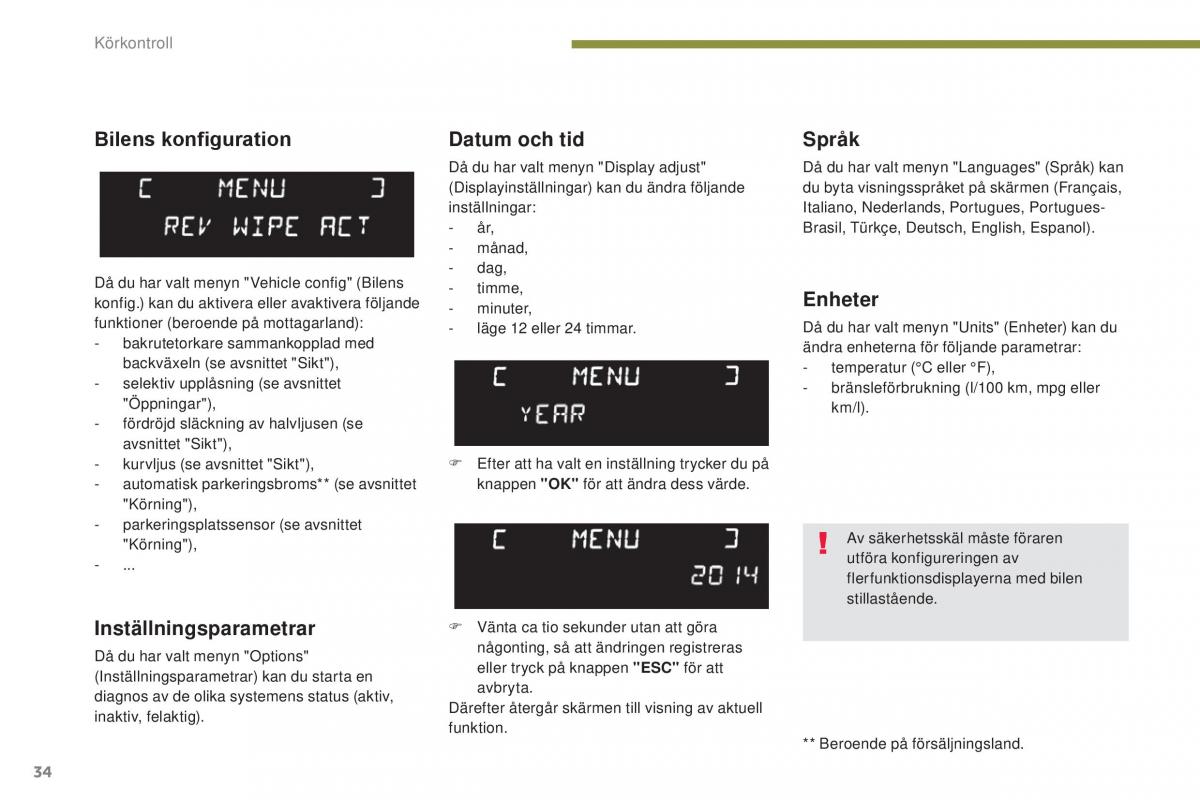 Peugeot 5008 instruktionsbok / page 36