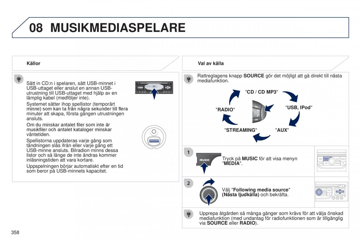 Peugeot 5008 instruktionsbok / page 360