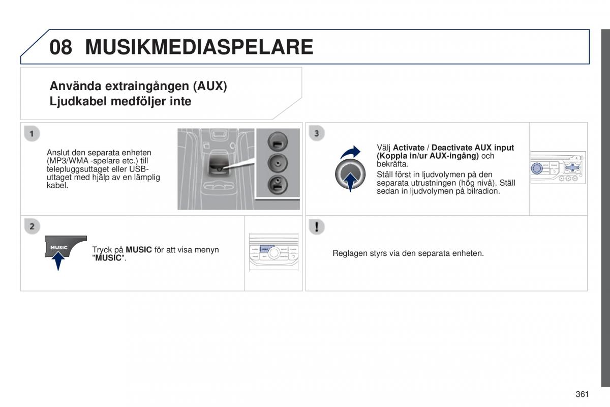 Peugeot 5008 instruktionsbok / page 363