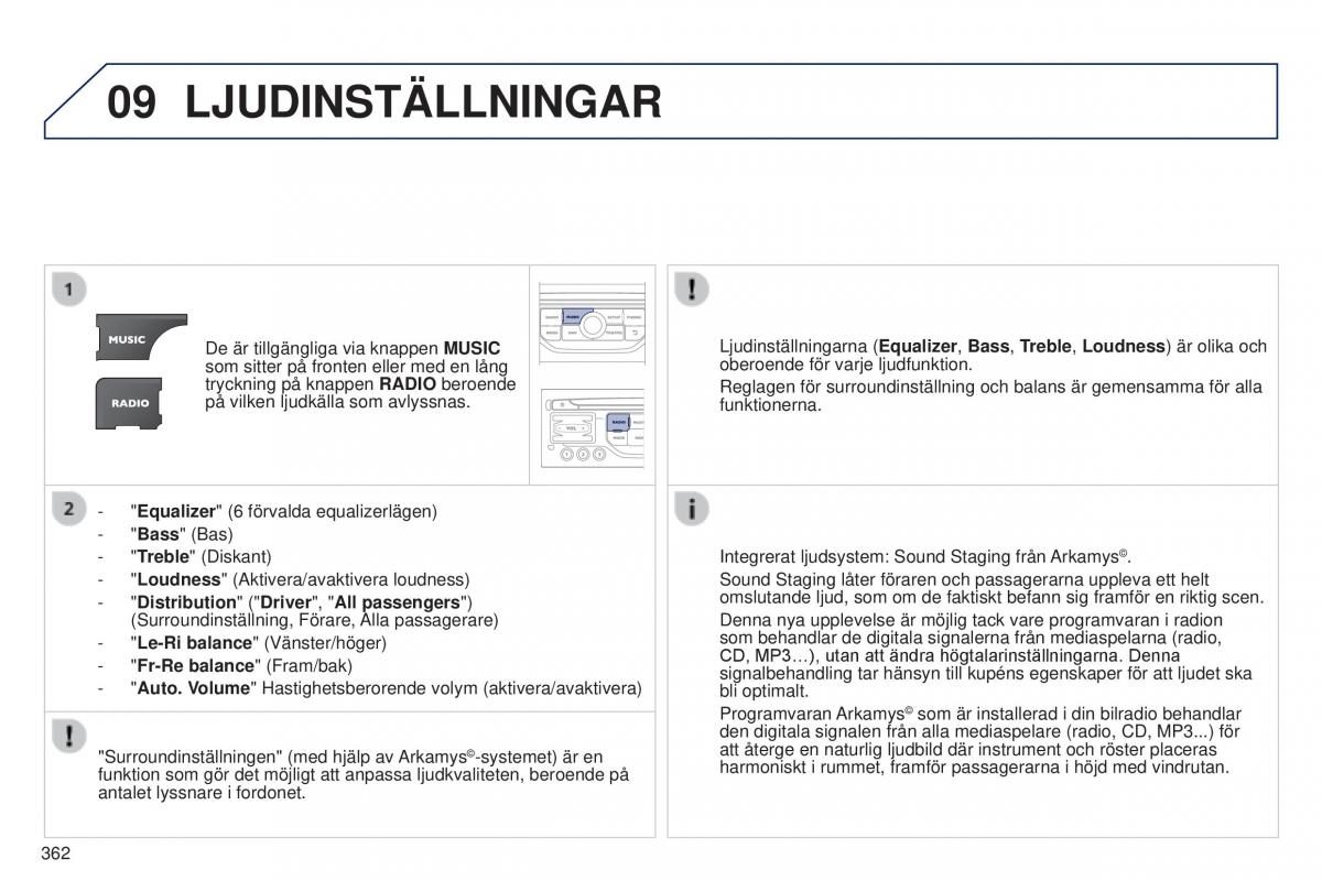 Peugeot 5008 instruktionsbok / page 364