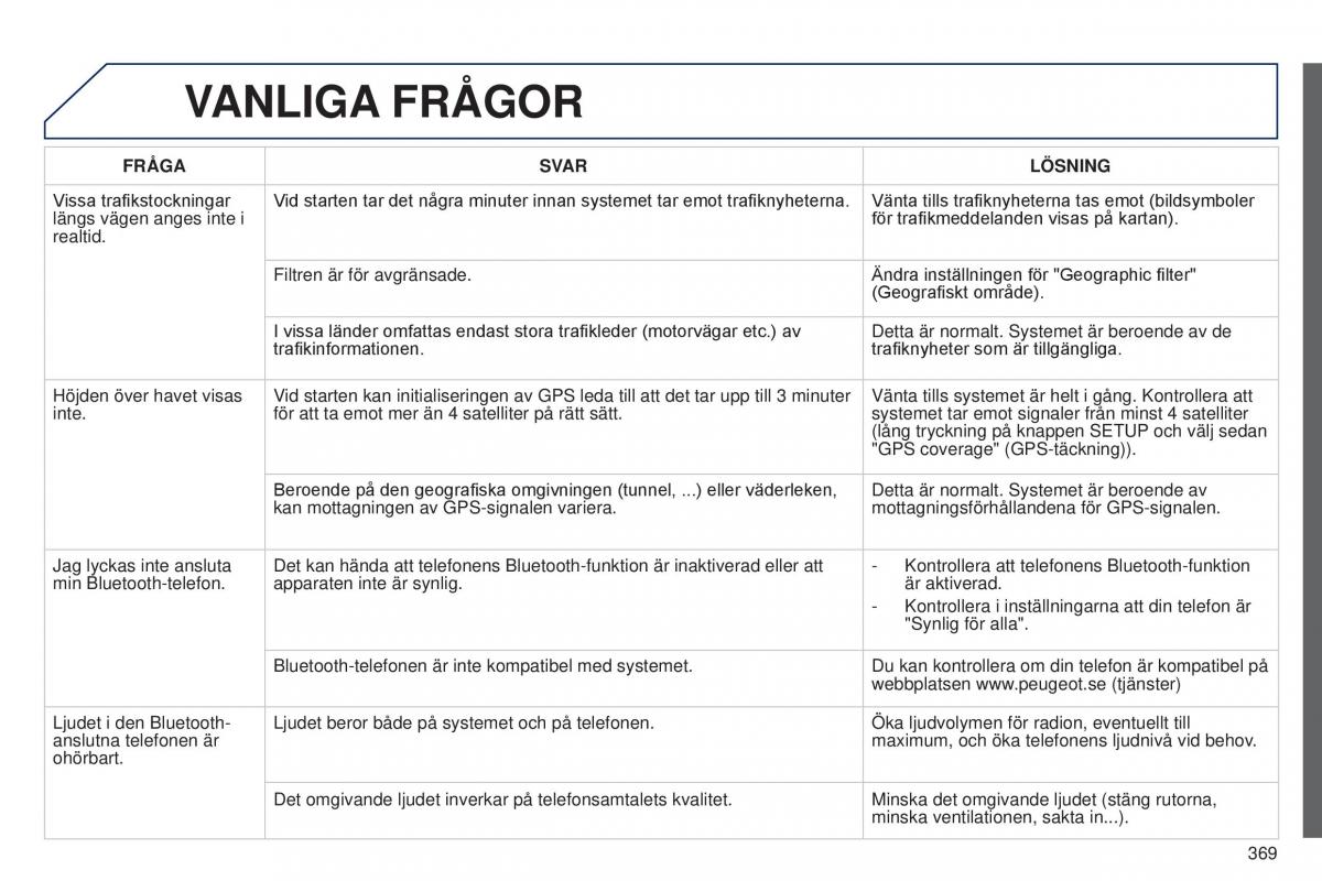 Peugeot 5008 instruktionsbok / page 371