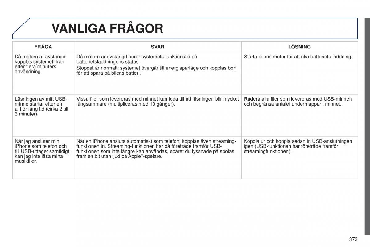 Peugeot 5008 instruktionsbok / page 375