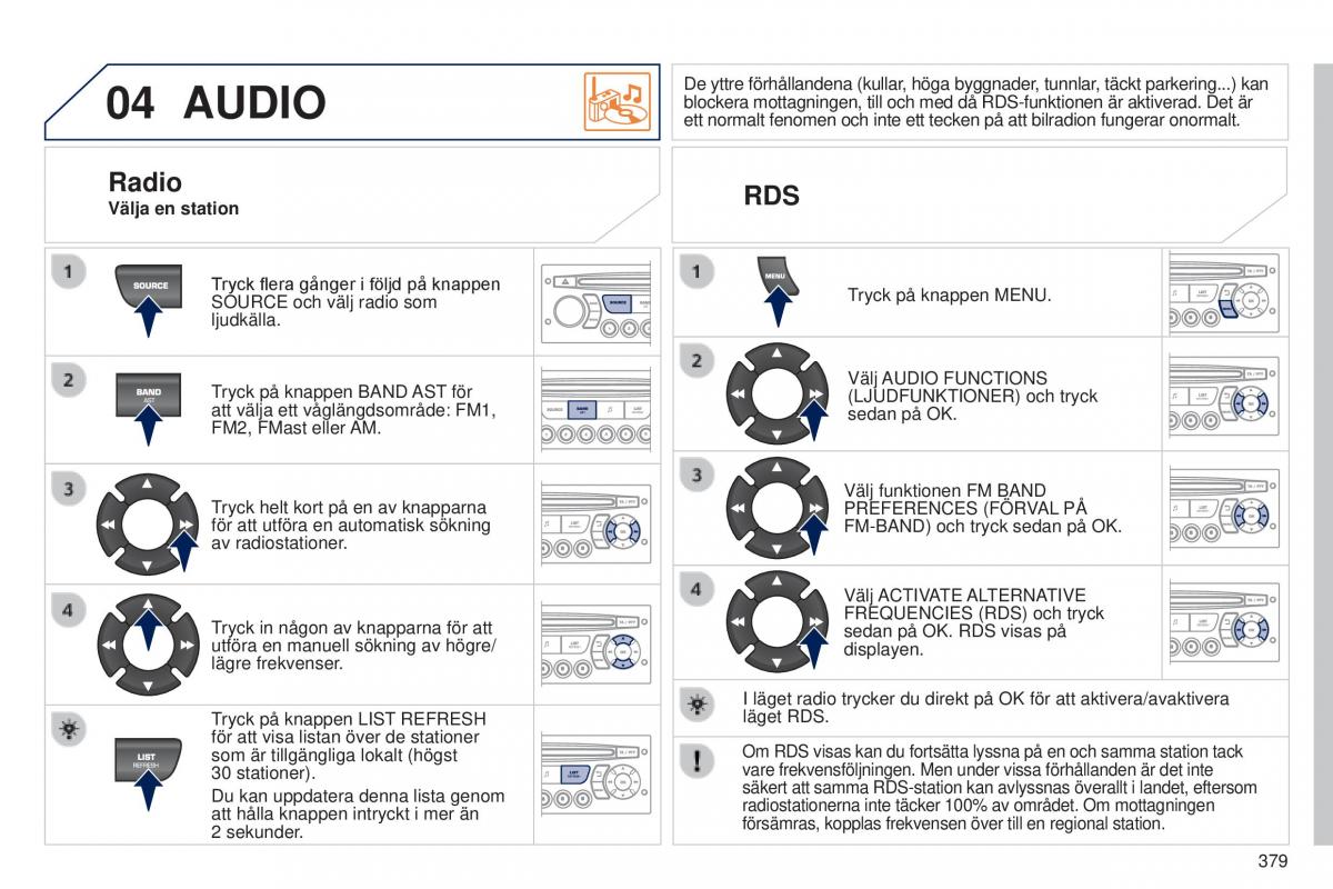 Peugeot 5008 instruktionsbok / page 381