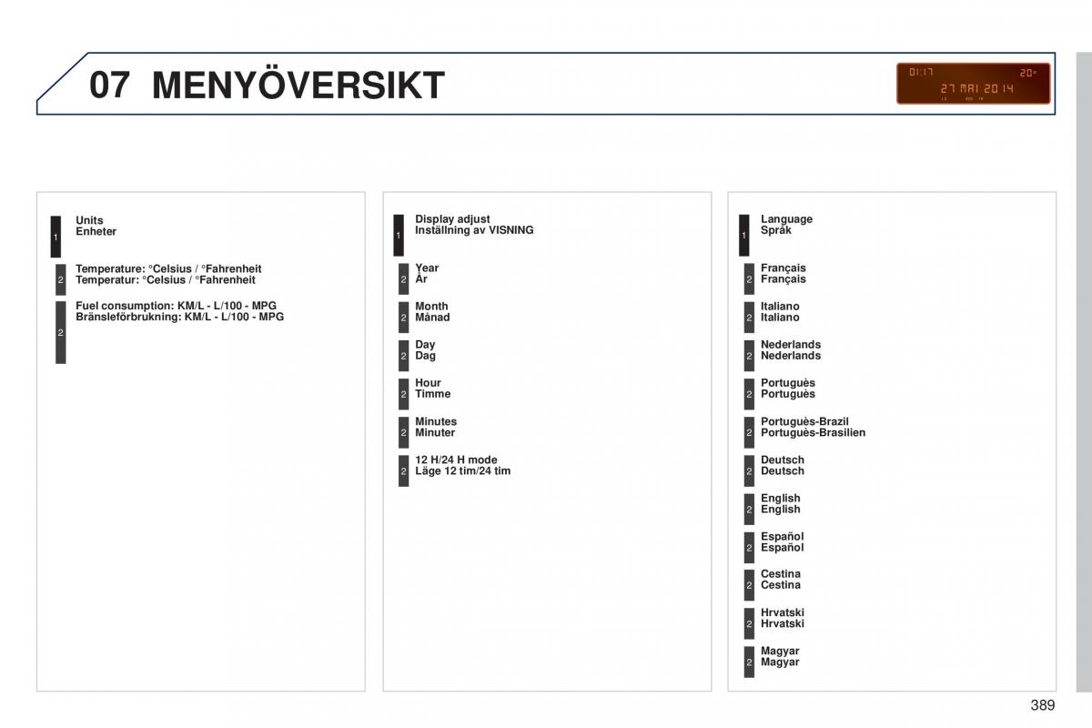 Peugeot 5008 instruktionsbok / page 391