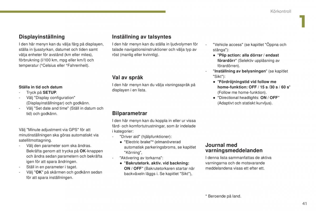 Peugeot 5008 instruktionsbok / page 43