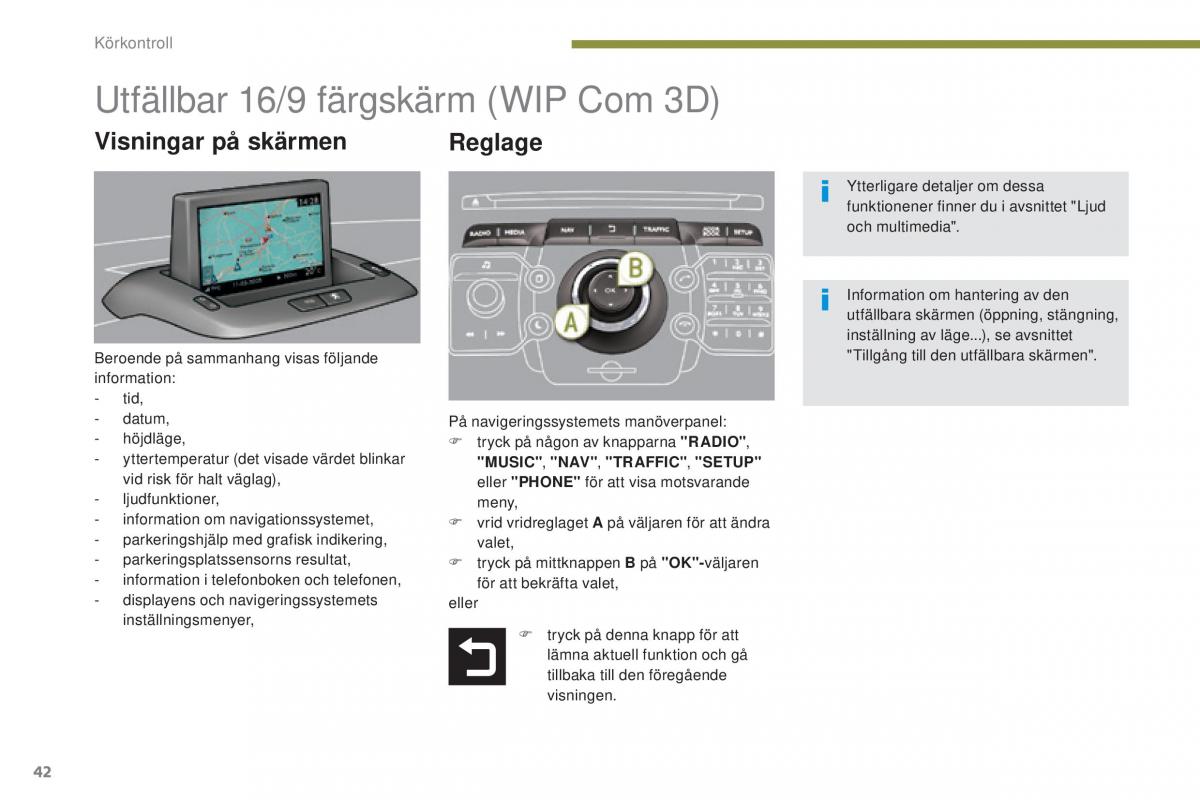 Peugeot 5008 instruktionsbok / page 44